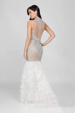 Terani Couture - Embellished Feather Fringed Mermaid Gown 1721GL4452 Formal Gowns