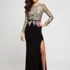 Terani Couture - Embroidered Long Sleeves Evening Gown 1723E4290 - 1 Pc Black/Gold/Nude In Size 6 Available Formal Gowns 2 Terani Couture - Embroidered Long Sleeves Evening Gown 1723E4290 - 1 Pc Black/Gold/Nude In Size 6 Available Formal Gowns