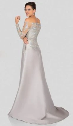 Terani Couture - Embroidered Off-Shoulder Long Sleeve Dress 1913E9230 Formal Gowns