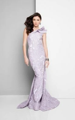 Terani Couture - Flowery Embellished One-Shoulder Mermaid Gown 1711E3171