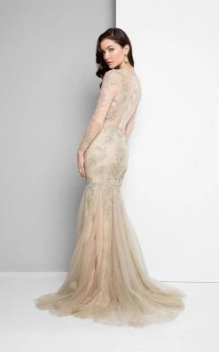 Formal Gowns Terani Couture - Long Sleeve Beaded Applique Mermaid Dress 1711M3407 8 Formal Gowns Terani Couture - Long Sleeve Beaded Applique Mermaid Dress 1711M3407
