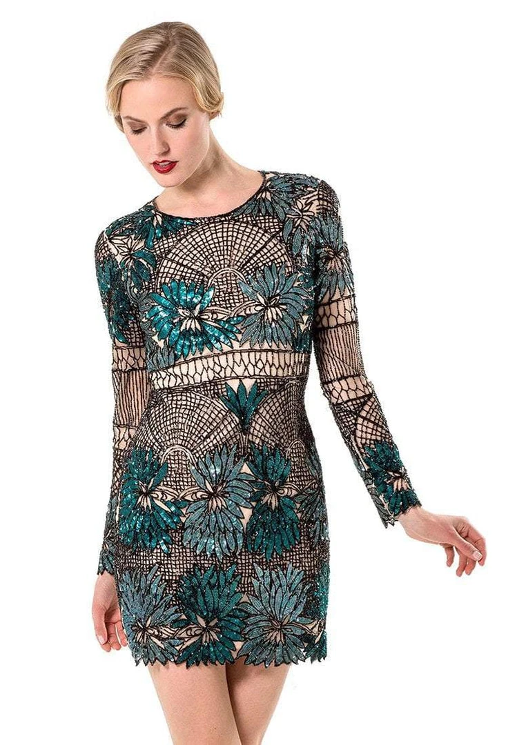 Terani Couture - Long Sleeve Nude Illusion Dress 1525C0920 3 Terani Couture - Long Sleeve Nude Illusion Dress 1525C0920