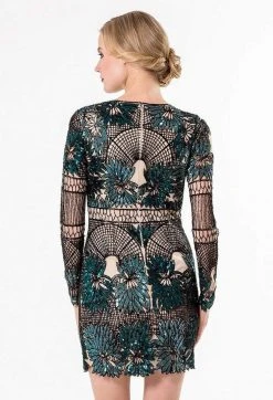 Terani Couture - Long Sleeve Nude Illusion Dress 1525C0920