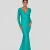 Terani Couture - Long Sleeve Open Back Satin Mermaid Gown 1912P8281 Formal Gowns