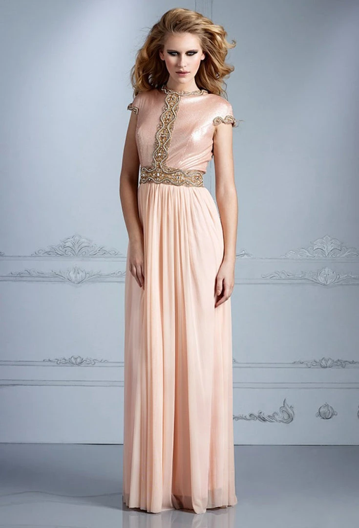 Terani Couture - M2245 Embellished Jewel Cap Sleeves Sheath Long Gown Formal Gowns 3 Terani Couture - M2245 Embellished Jewel Cap Sleeves Sheath Long Gown Formal Gowns