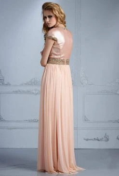 Terani Couture - M2245 Embellished Jewel Cap Sleeves Sheath Long Gown Formal Gowns