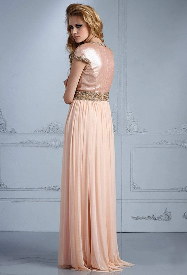 Terani Couture - M2245 Embellished Jewel Cap Sleeves Sheath Long Gown Formal Gowns 4 Terani Couture - M2245 Embellished Jewel Cap Sleeves Sheath Long Gown Formal Gowns