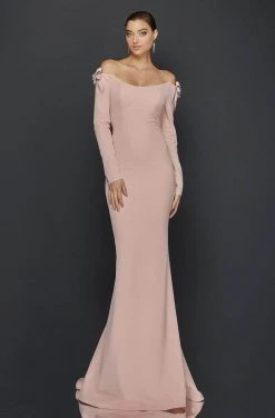 Terani Couture - Off Shoulder Formal Gown 1921E0117 - 1 Pc Blush In Size 10 Available Formal Gowns