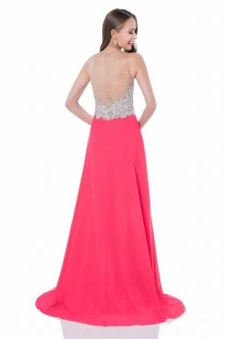 Terani Couture - Pearl Encrusted Illusion Evening Gown 1612P0502A Formal Gowns