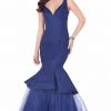 Terani Couture - Sculptural Tulle V-neck Mermaid Gown 1622E1587 Formal Gowns