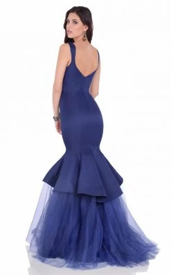 Terani Couture - Sculptural Tulle V-neck Mermaid Gown 1622E1587 Formal Gowns