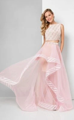 Terani Couture - Sequined Two-Piece High-Low Gown 1711P2697