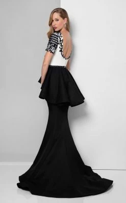 Terani Couture - Short-sleeve Peplum Mermaid Gown 1712M3421 Formal Gowns