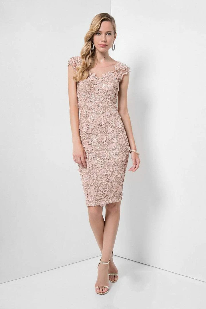 Terani Couture - Sophisticated Cap Sleeve Lacy Dress 1621C1278 3 Terani Couture - Sophisticated Cap Sleeve Lacy Dress 1621C1278