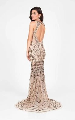 Terani Couture - Sparkly Mermaid Dress With Side Slit And Train 1713P2668 Formal Gowns 8 Terani Couture - Sparkly Mermaid Dress With Side Slit And Train 1713P2668 Formal Gowns