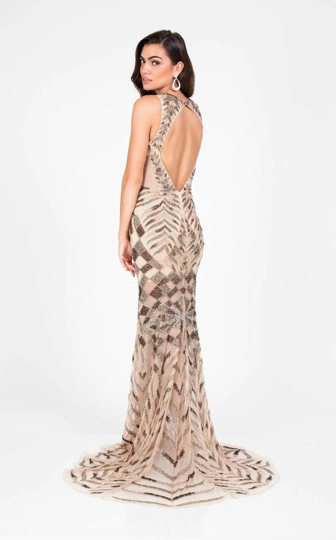 Terani Couture - Sparkly Mermaid Dress With Side Slit And Train 1713P2668 Formal Gowns 5 Terani Couture - Sparkly Mermaid Dress With Side Slit And Train 1713P2668 Formal Gowns