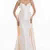 Terani Couture - Split Tail Floral Appliqued Mermaid Gown 1821E7122 - 1 Pc Taupe Silver In Size 12 Available
