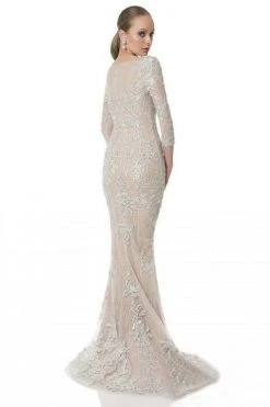Terani Couture Trumpet Gown In Nude Silver 1613E0355A Formal Gowns