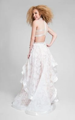 Formal Gowns Terani Couture - Two-Piece High Collar Gown With Lace Appliques 1711P2713