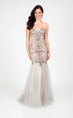 Formal Gowns Terani Couture - Wonderful Beaded Sweetheart Scalloped Hemline Polyester Mermaid Gown 1711P2394
