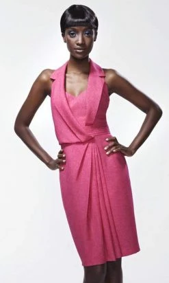Theia - 870033 Collared Neck Cocktail Dress - 1 Pc Fuchsia In Size 4 Available Cocktail Dresses