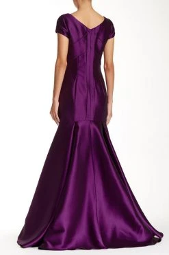 Formal Gowns Theia - 881928 V Neck Short Sleeves Mermaid Gown