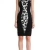 Cocktail Dresses Theia - 882057 Sleeveless Animal Print Ponte Sheath Dress