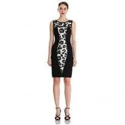Cocktail Dresses Theia - 882057 Sleeveless Animal Print Ponte Sheath Dress