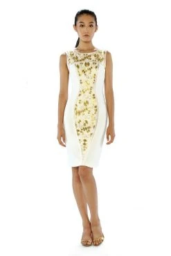 Theia - 882391 Gilded Embroidered Sheath Cocktail Dress Cocktail Dresses