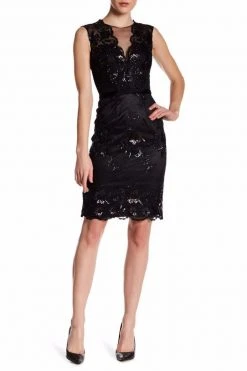 Theia - 882658 Floral Embroidered Illusion Dress