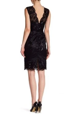 Theia - 882658 Floral Embroidered Illusion Dress