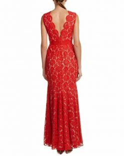 Formal Gowns Theia - 883183 Floral Lace Scalloped V-neck Trumpet Dress