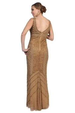 Formal Gowns Theia Shining Gilded Mesh Long Dress 881772 - 1 Pc. Gold In Size 8 Available