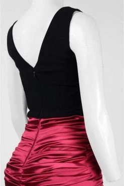 Theia - Sleeveless Jeweled Belt Ruched Gown 882629 Formal Gowns