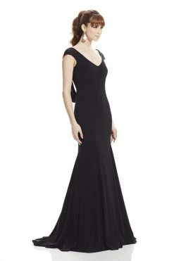 Theia V-Neck Cowl Back Stretch Evening Gown 882820 - 1 Pc. Fuchsia In Size 2 Available