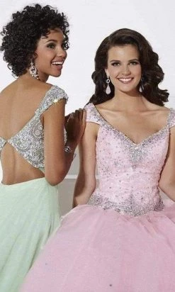 Formal Gowns Tiffany Designs - 16085 Elegant Embellished V-neck Silky Chiffon A-line Dress 9 Formal Gowns Tiffany Designs - 16085 Elegant Embellished V-neck Silky Chiffon A-line Dress