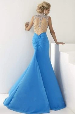 Tiffany Designs - 16159 Rhinestone Embellished High Neckline Mermaid Dress