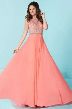 Tiffany Designs - 16244 Alluring Beaded Bateau Illusion Neck Chiffon A-line Dress