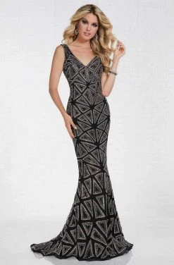 Tiffany Designs - 16262 Geometric Beaded Sleeveless Mermaid Gown Formal Gowns