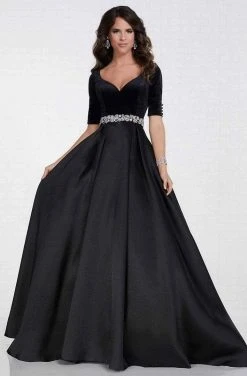 Tiffany Designs - 16287 Beaded Velvet/Mikado A-line Dress Formal Gowns