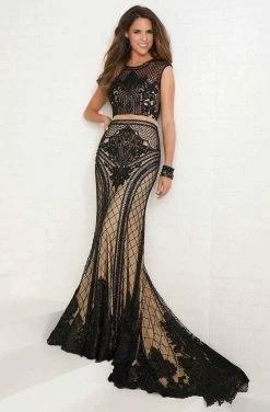 Tiffany Designs - 16288 Crystal Accented Jewel Neck Sheath Dress