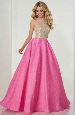 Tiffany Designs - 16289 Bejeweled Illusion Halter Brocade Ballgown Formal Gowns 7 Tiffany Designs - 16289 Bejeweled Illusion Halter Brocade Ballgown Formal Gowns