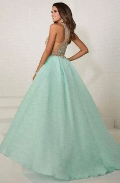 Tiffany Designs - 16289 Bejeweled Illusion Halter Brocade Ballgown Formal Gowns