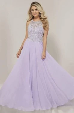 Tiffany Designs - 16337 Beaded Lattice Halter Chiffon A-Line Gown