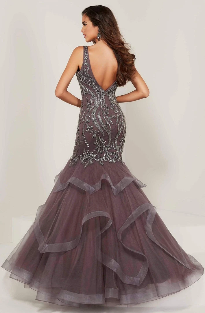 Formal Gowns Tiffany Designs - 16351 Beaded V-Neck Layered Mermaid Dress 6 Formal Gowns Tiffany Designs - 16351 Beaded V-Neck Layered Mermaid Dress