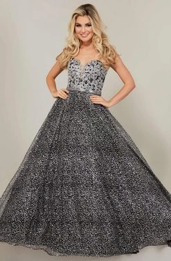 Tiffany Designs - 16355 Metallic Lace Sweetheart Bodice Gown