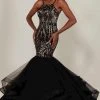 Tiffany Designs - 16359 Sequined Halter Tulle Mermaid Dress