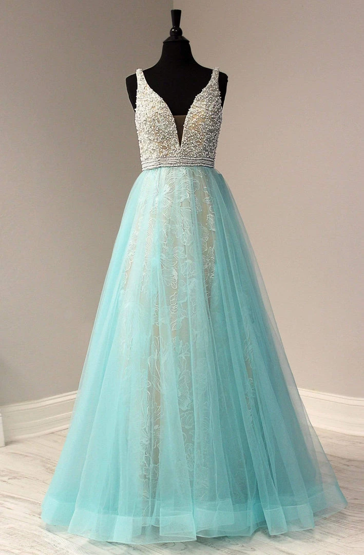 Tiffany Designs - 16360 Plunging Adorned Bodice A-Line Gown 6 Tiffany Designs - 16360 Plunging Adorned Bodice A-Line Gown