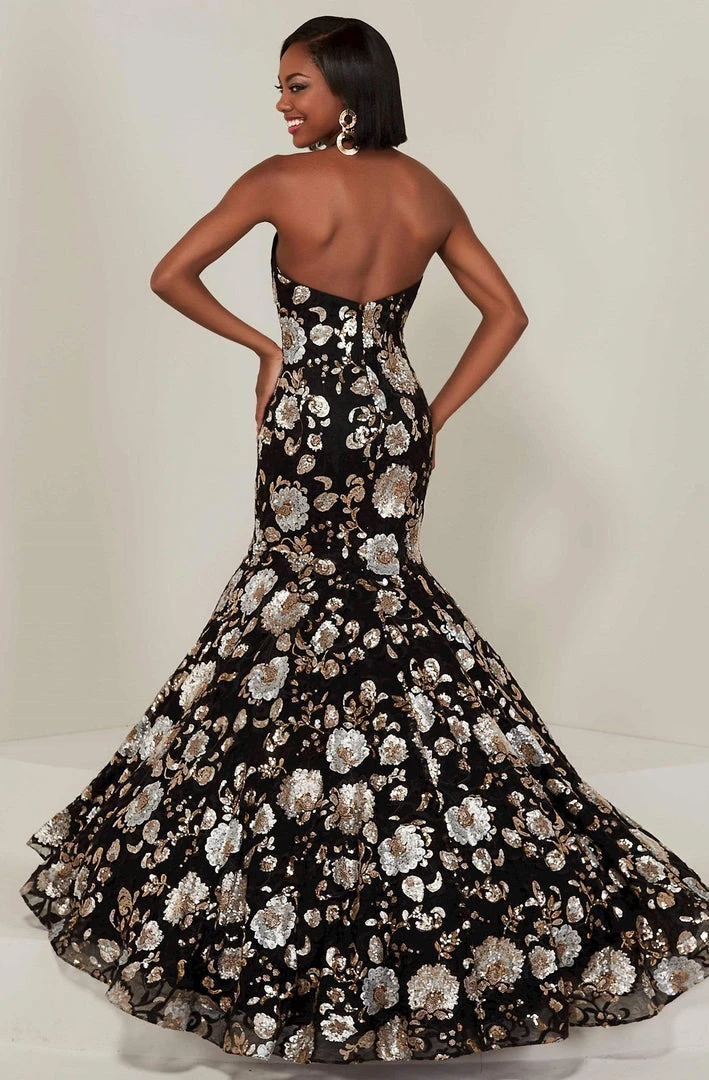 Formal Gowns Tiffany Designs - 16366 Floral Sequined Illusion Halter Mermaid Gown 4 Formal Gowns Tiffany Designs - 16366 Floral Sequined Illusion Halter Mermaid Gown