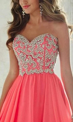 Tiffany Designs - 46011 Ornate Sweetheart Crystal Chiffon Evening Gown